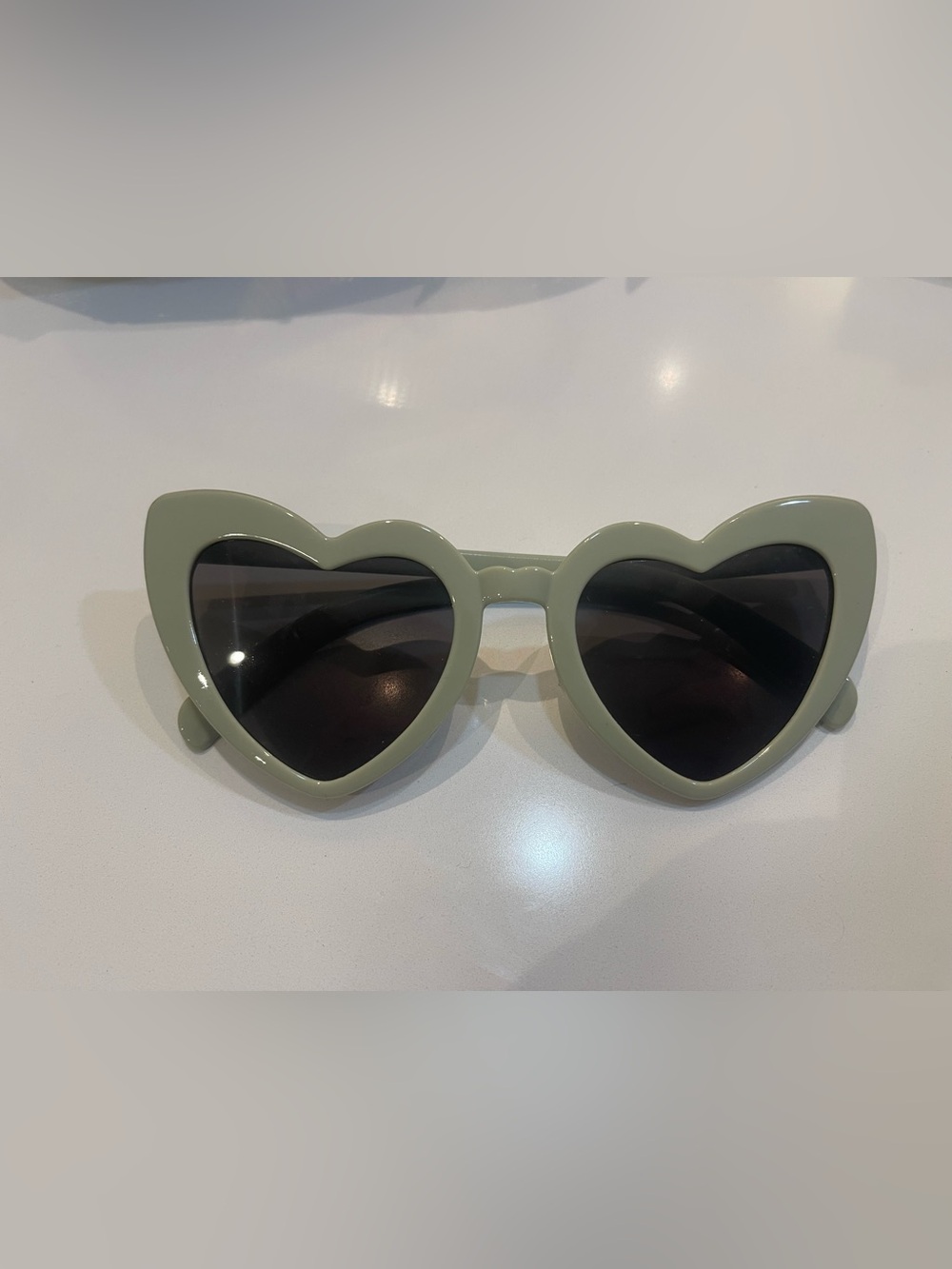 Heart-Shaped Sunglasses in Sage Green